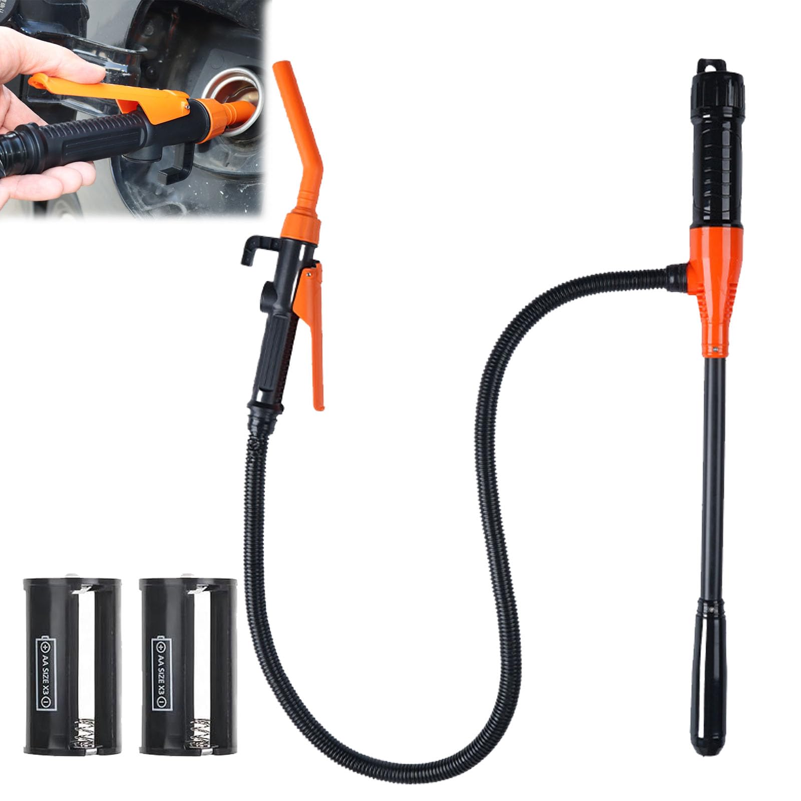 Portable Power Battery Pump, Portable Battery Pump for Gas, Liquid Fuel/Water Transfer Pump, Electric Siphon Pump Easy To Use Hand Fuel Pump with Adjustable Flow Control (Orange) von Camic