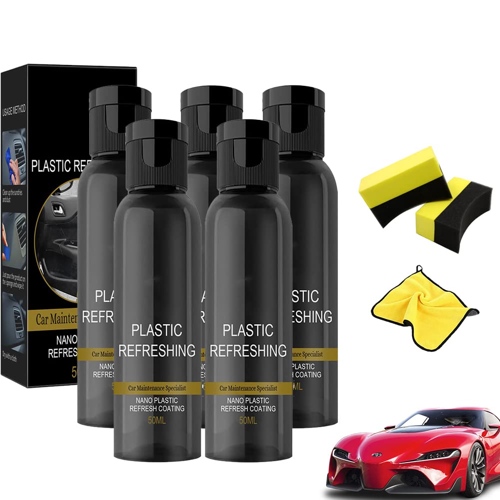 Ultishine Plastic Revitalizing Coating Agent Set,Plastic Parts Refurbish Agent for Car,Plastic Revitalizing Coating Agent,Car Interior Plastic Scratch Remover (50ml,5 pcs) von Camic