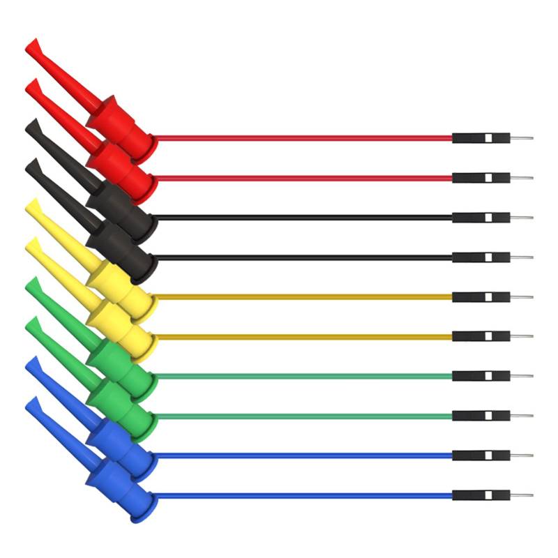 Messleitungen Bananenstecker 10 Stück Messleitungs-Kit, Mini-Grabber-Prüfhaken an Steckbrett-Überbrückungsdrähte, 30 cm flexible Silikon-Messleitungen für elektrische und elektronische Tests von Candeon