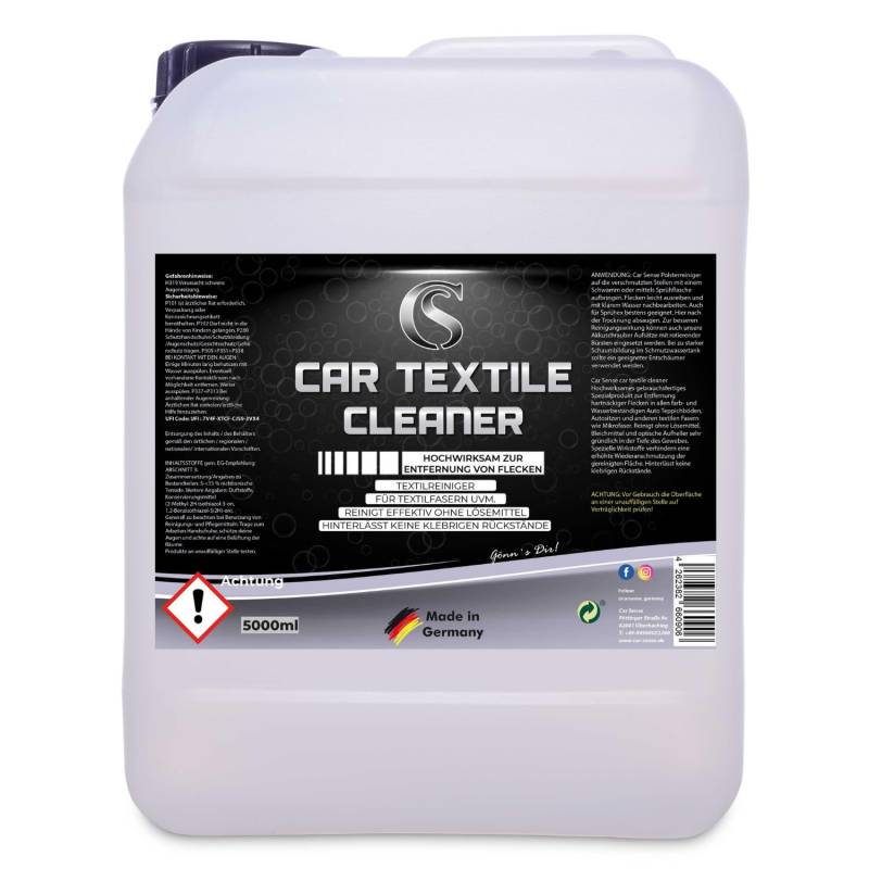 Car Sense Car Textile Cleaner - Polsterreinigung für Autoinnenraum [5000ml] - Autositz Reiniger, Fleckenentferner, Autopolsterreinigungsmittel hochwirksam & materialschonend von Car Sense