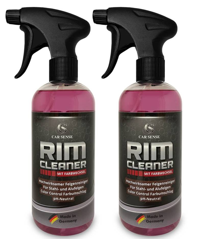 Car Sense Rim Cleaner 0,5L (2x0,5L) Felgenreiniger I Spezialentwicklung zur Felgen-Reinigung von Alufelgen & Stahlfelgen I Sommer-, und Winterreifen geeignet von Car Sense