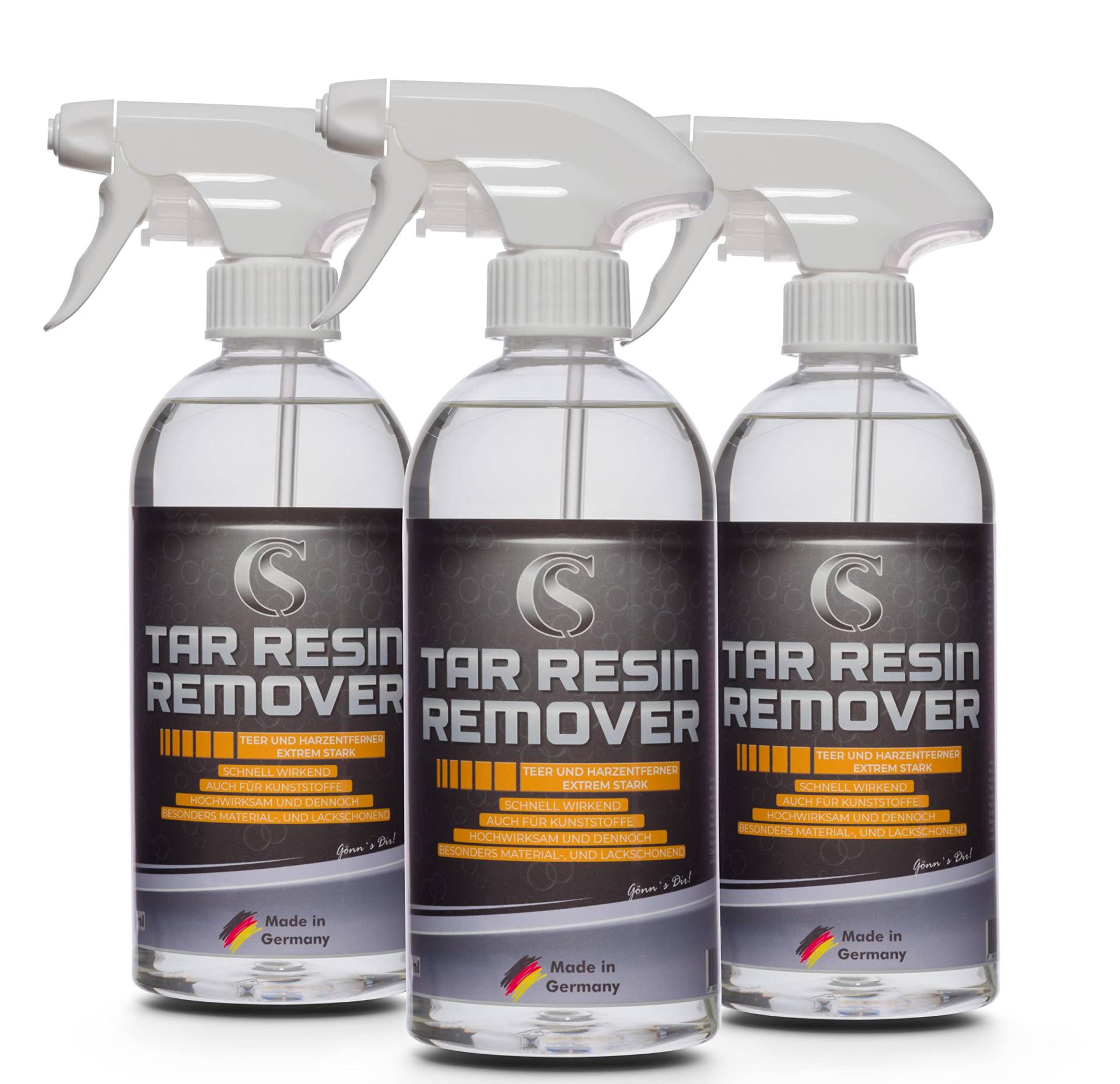 Car Sense Tar & Resin Remover Teer und Harzentferner 3x0,5 L für Fahrzeuge I Autopflege zur Reinigung von Oberflächen wie Holz, Metall, Kunststoff, Edelstahl und lackierten Flächen von Car Sense