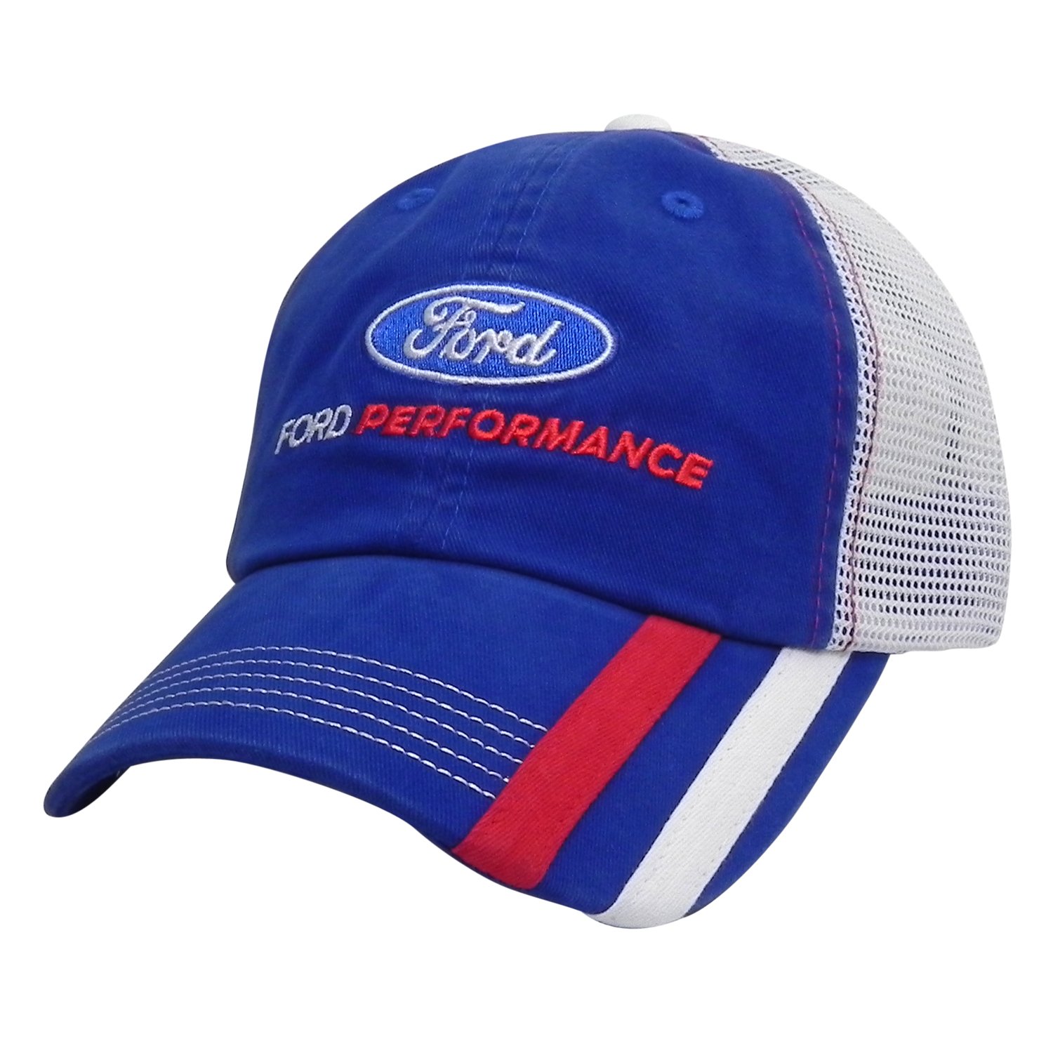 CarBeyondStore Ford Performance Baseballkappe, gestreift, Blau / Weiß von CarBeyondStore