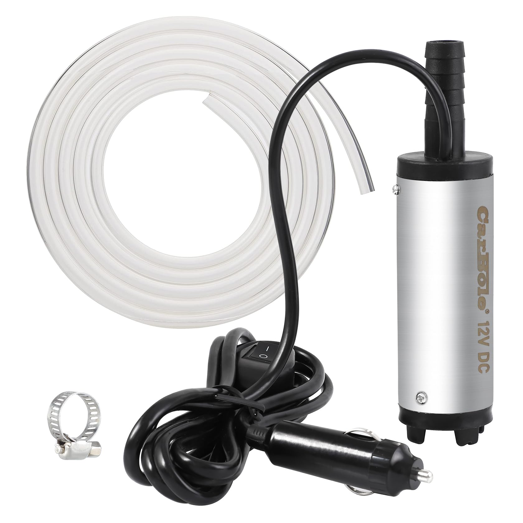 CaBole Tauchpumpe DC 12V 38mm,Ölpumpe Wasser Pumpe,Kraftstoffpumpe Elektrisch Kraftstofftransferpumpe Wasserpumpe mit 3m Schlauch,mit Zigarettenanzünder und Filter, Passend für Auto,Marine Boot von CarBole