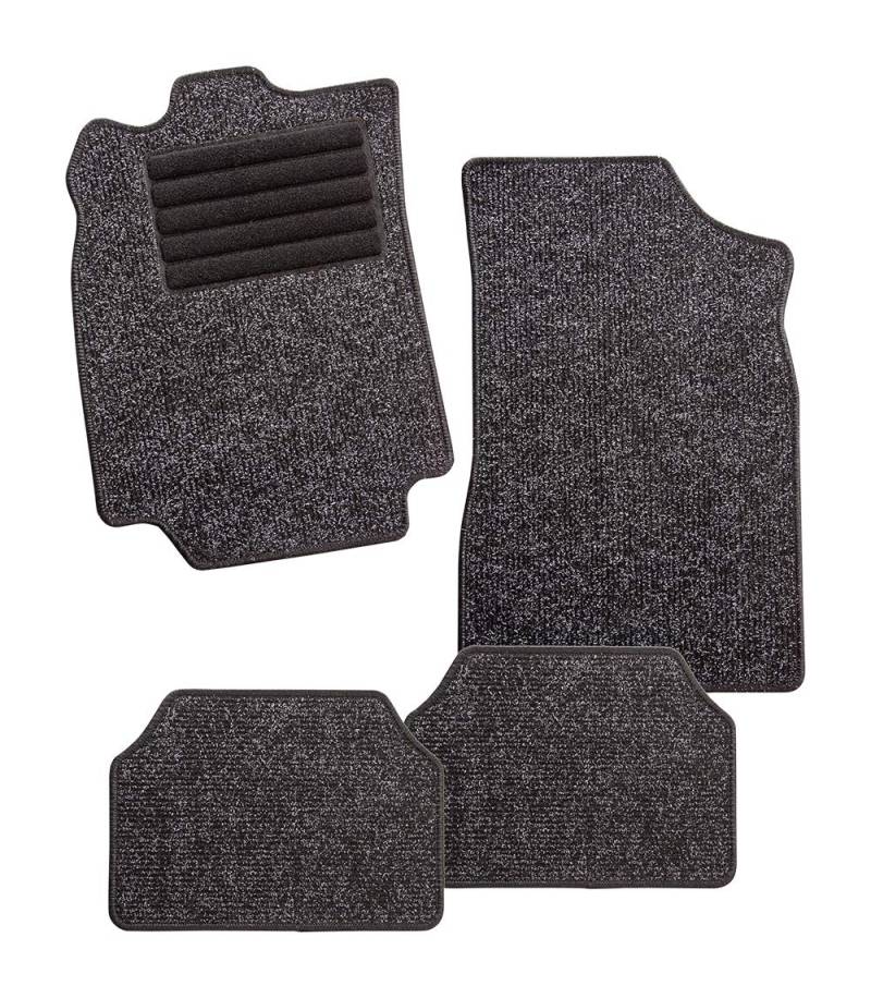 CarFashion BasicRips AL1| Auto Fussmatte schwarz meliert | Automatte | schwarzer Trittschutz | Schwarze Hochglanz Kettelung | Auto Fussmatten Set ohne Mattenhalter von CarFashion