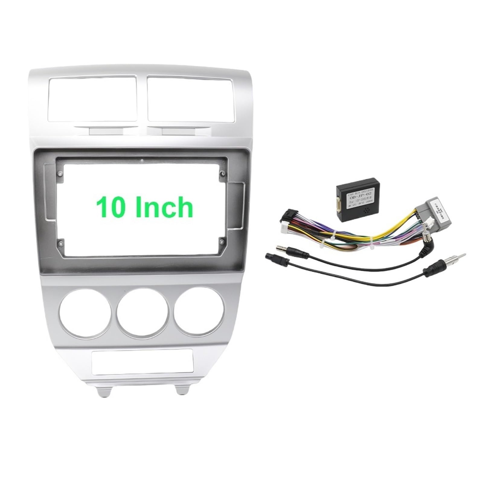 Autoradiorahmen 10-Zoll-Autorahmen-Faszienadapter Canbus-Box/Passend for Dodge Caliber Jeep Compass 1 MK Patriot Android Radio Dash Fitting Panel Kit Autosoundsystemrahmen(Frame Cable Canbus) von CarFitEssentials