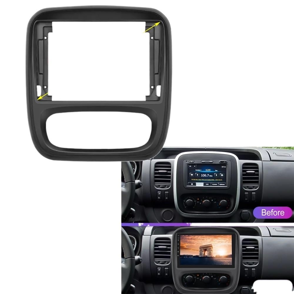 Autoradiorahmen Car Audio 9-Zoll-Großbild-DVD-Blende-Rahmen-Adapter/passend for Renault Trafic Opel Vivaro 2Din Dash-Installations-Panel-Rahmen-Set Autosoundsystemrahmen(Frame cord canbus) von CarFitEssentials