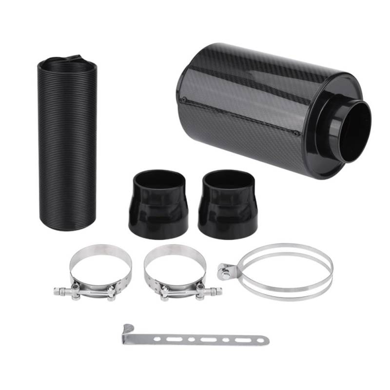 Luftansaugrohr 1 Set Universal 3 Zoll Auto Carbon Fiber Kaltluftfilter Feed Geschlossenen Intake Induction Rohr Schlauch Kit Autoeinlassrohr Auto(Orange) von CarFitEssentials