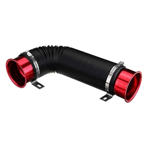 Luftansaugrohr 76Mm 1M Auto-Luftfilter-Ansaugung Kaltrohr Flexibler Kanal-Zufuhrschlauch-Kit Mit Blasdüsen-Einlassklemme Rohrschlauch Luftansaugrohr Autoeinlassrohr Auto(BlackRed) von CarFitEssentials