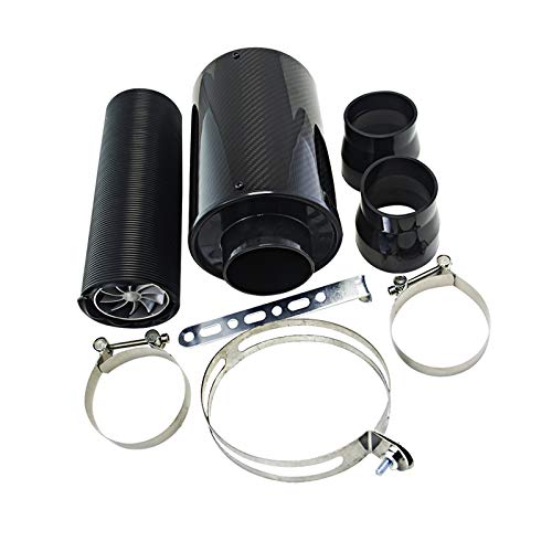 Luftansaugrohr Lufteinlass mit Lüfter Universal Racing Carbon Fiber Cold Feed Induction Kit Lufteinlass Kit Luftfilterkasten/oder ohne Lüfter Autoeinlassrohr Auto(WITH FAN) von CarFitEssentials