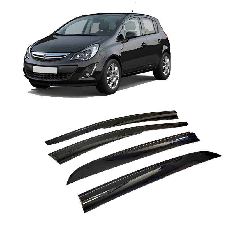 CarJoy Windabweiser Luftabweiser Regenabweiser Seitenfensterabweiser Kompatibel mit Opel Corsa D Corsa E 2007-2018 Autofenster Regenschutz Regenabweiser Anklebbare Deflektoren 4 Stück von CarJoy