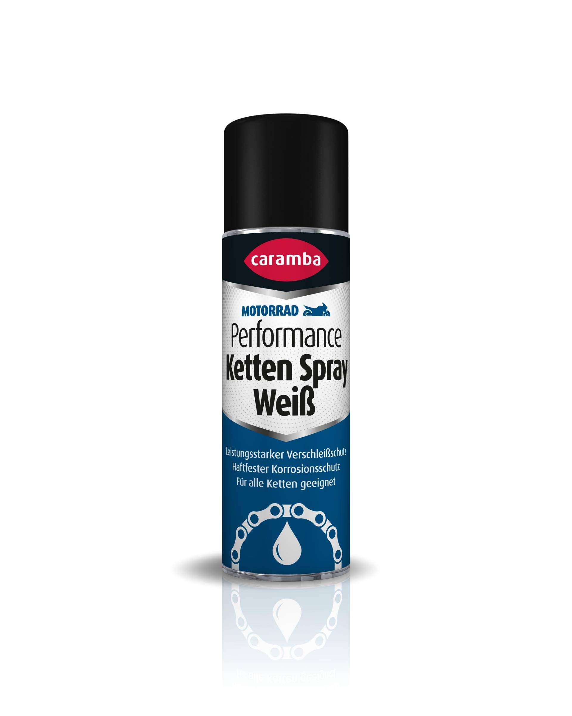 Caramba Performance Ketten Spray Weiß (300 ml) – weißes Kettenöl für Motorradkettenarten mit hoher Umlaufgeschwindigkeit – Pflege zum Schutz vor Korrosion, Verschleiß u. v. m. von Caramba