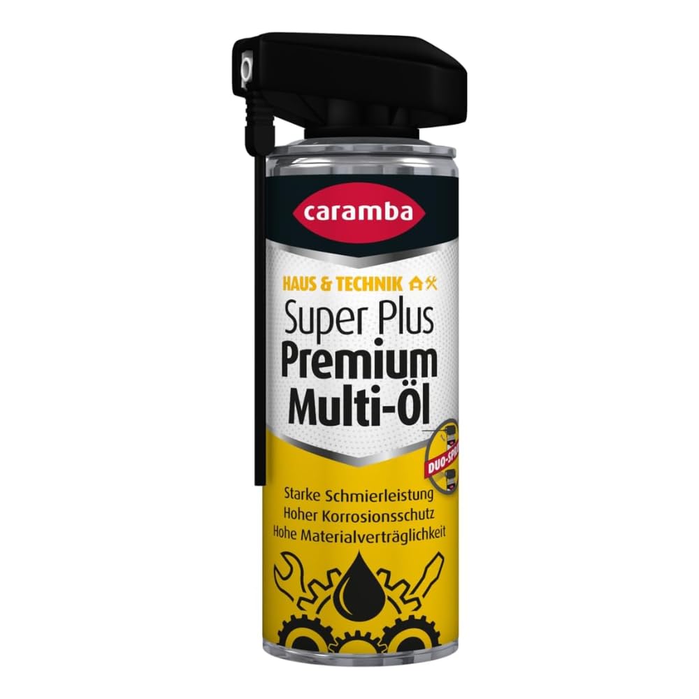 Caramba Super Plus Premium Multi Öl, Rostlöser, Schmiermittel, Kontaktspray und Reiniger, Verschleiß- und Korrosionsschutz, Dualer Sprühkopf, 300 ml von Caramba