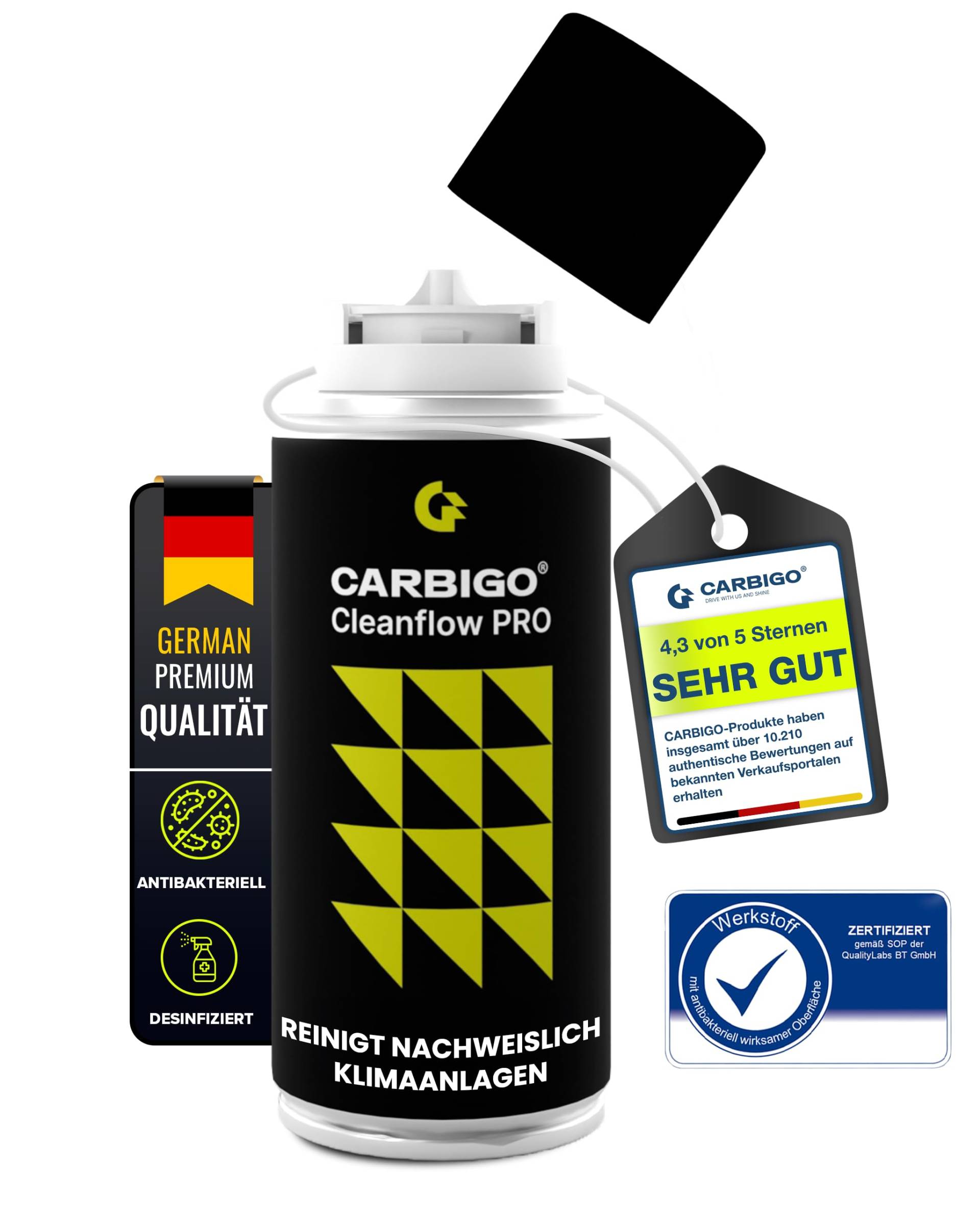 Carbigo® Klimaanlagen Desinfektion Auto I Geruchsneutralisierer Auto gegen Gerüche in 15 min I Auto Selbstverteiler antibakteriell langanhaltend I Klimaanlagenreiniger desinfizierend 100ml Zitrusduft von Carbigo