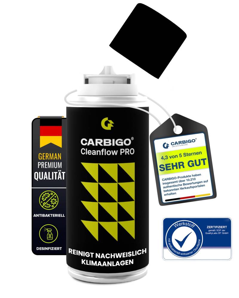 CARBIGO® Klimaanlagen Desinfektion Auto I Geruchsneutralisierer Auto gegen Gerüche in 15 min I Auto Selbstverteiler antibakteriell langanhaltend I Klimaanlagenreiniger desinfizierend 100ml Zitrusduft von Carbigo