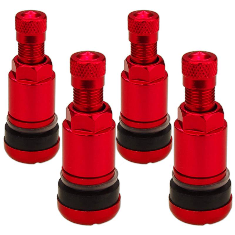 4 x Aluventil Rot Metallventil X1 Red Edition PKW Auto 11,3 mm Felgenventil Ventile Tuning Reifenventil Reifenventile Felge Felgen Werkstatt Auto Service Rad Räder Wagen Satz Set von Carbonado