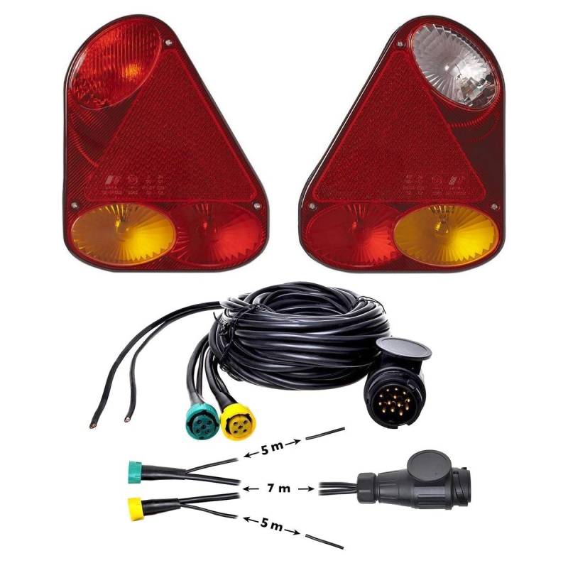 Cardepot24 Anhänger-Rückleuchten 12V, Weißglühend, Rot, Kunststoff, 1.2E+2 Watt, 13-polig Stecker, 7m Kabelsatz, 5m-Abgang, Spezialausführung für Anhänger von Cardepot24