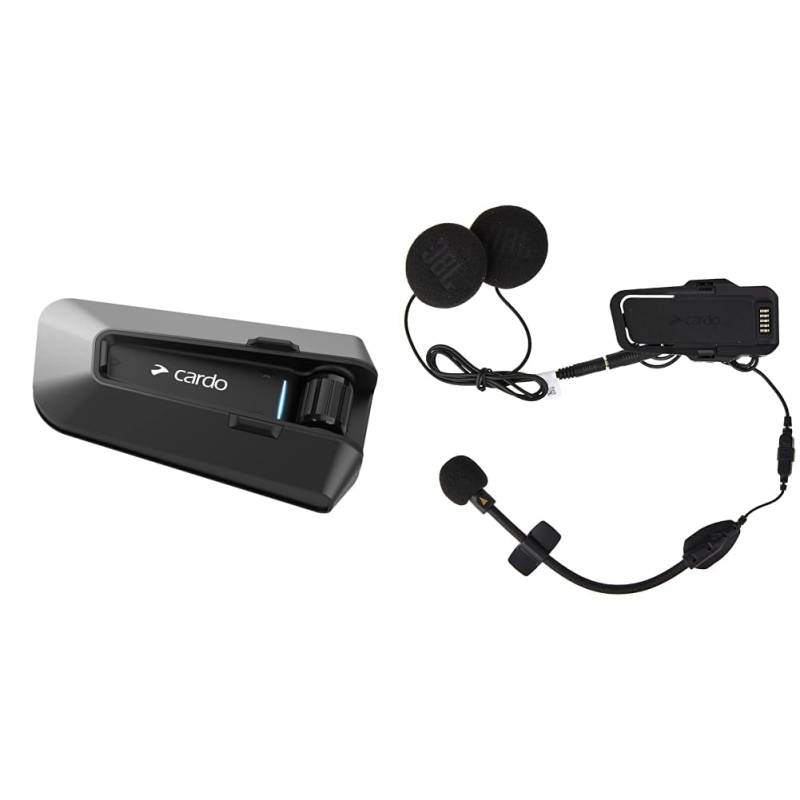 Cardo PACKTALK Edge Motorrad Bluetooth Kommunikationssystem Headset Gegensprechanlage – Doppelpack & Unisex 2ND Helmet Packtalk Edge 2. Helm-KIT JBL, Schwartz, One Size von Cardo