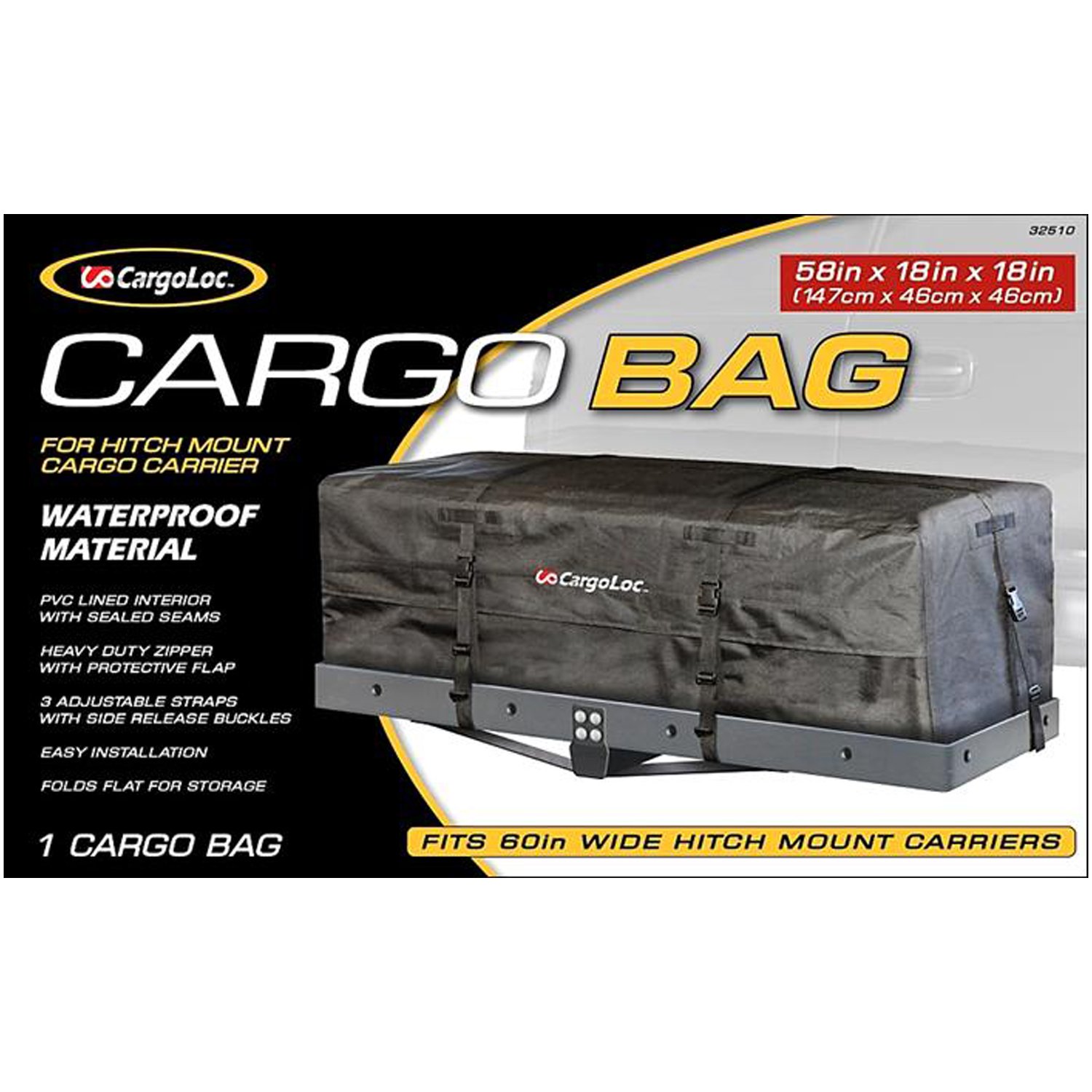 CargoLoc - 32510 147,3 x 45,7 x 45,7 cm Cargo Bag für Anhängerkupplungen, wasserdicht, Schwarz von CargoLoc