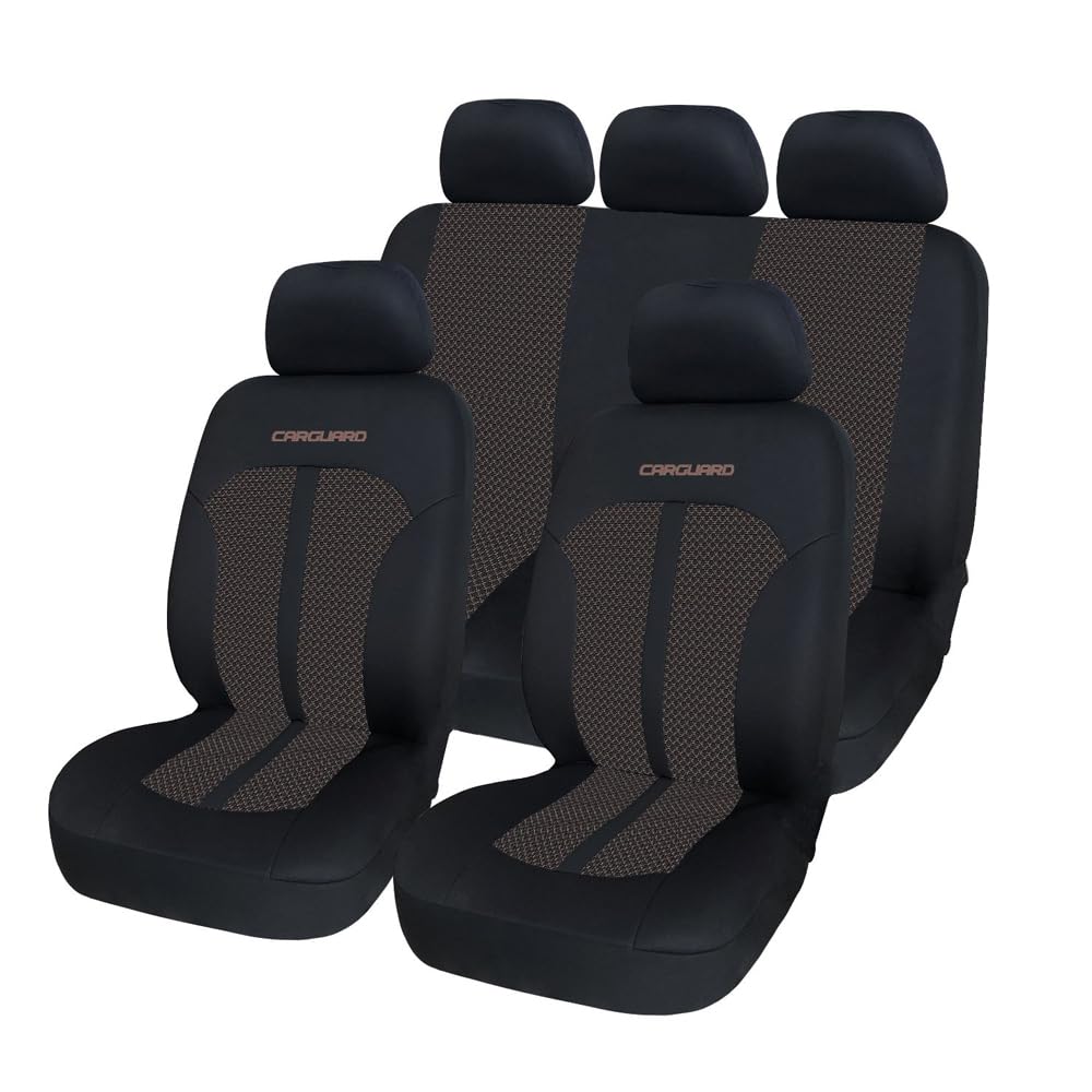 Carguard Universelle Autositzbezüge – Premium – Braun/Beige/Schwarz – Sitzbezug für das Auto – Komplettset – Sitzbezug-Set von Carguard