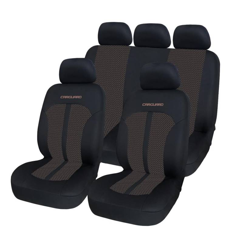 Carguard Universelle Autositzbezüge – Premium – Braun/Beige/Schwarz – Sitzbezug für das Auto – Komplettset – Sitzbezug-Set von Carguard