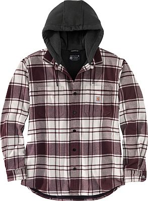 Carhartt Flannel-Fleece, Kapuzen-Hemd/Jacke - Beige/Dunkelrot (W03) - XL von Carhartt