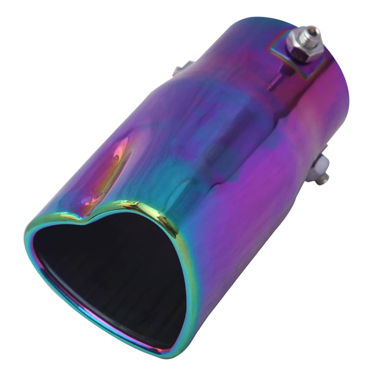 Carkio Auspuffspitzen Schalldämpfer Auto Schalldämpferspitzen herzförmig Universal Edelstahl Regenbogen Farbe gerade Auspufftopf 2.48inch Einlass fit für die meisten Autos von Carkio