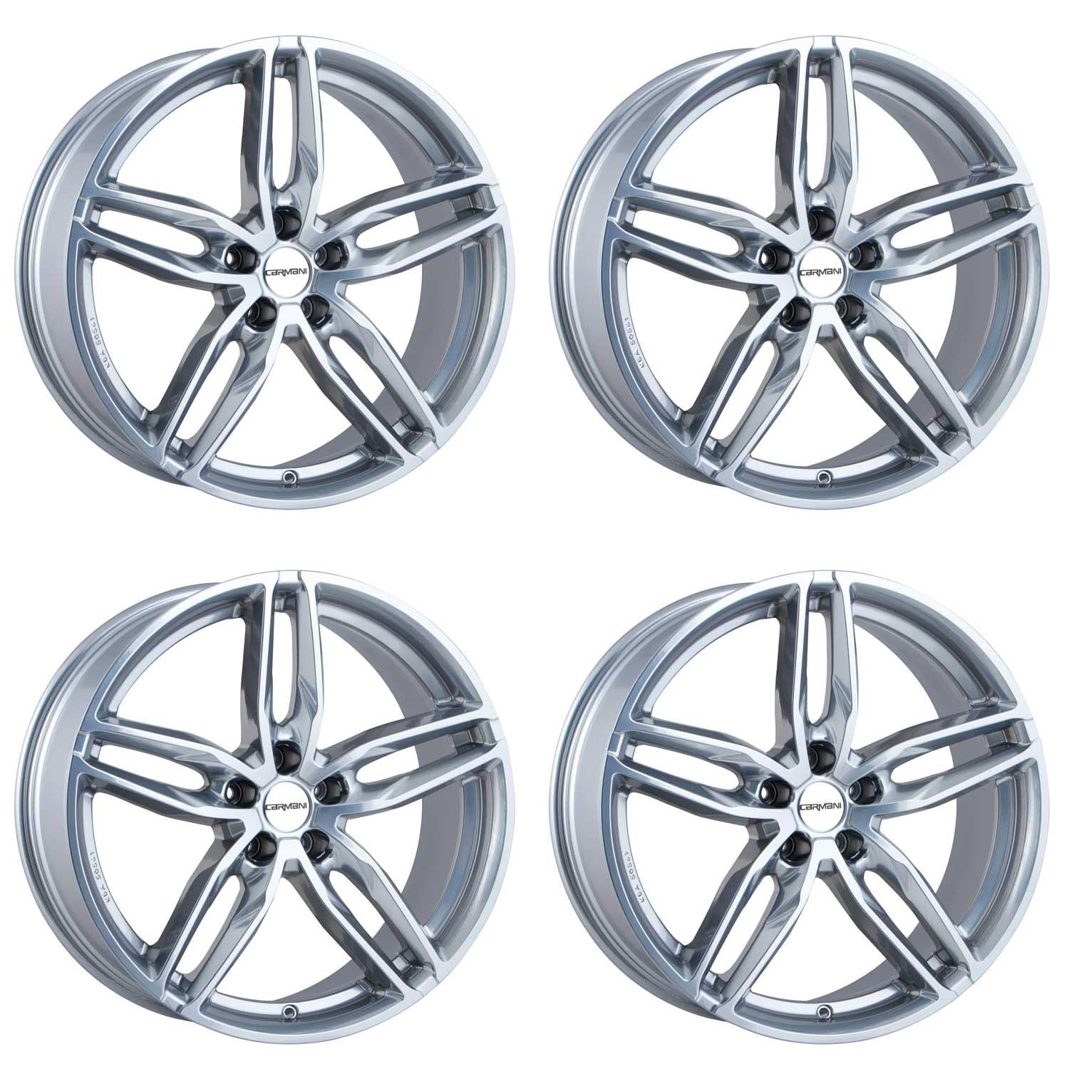 4x Carmani Felgen Alufelgen 13 Twinmax 8,0x18 ET35 5x114,3 white silver kompatibel mit Dacia Duster von Carmani