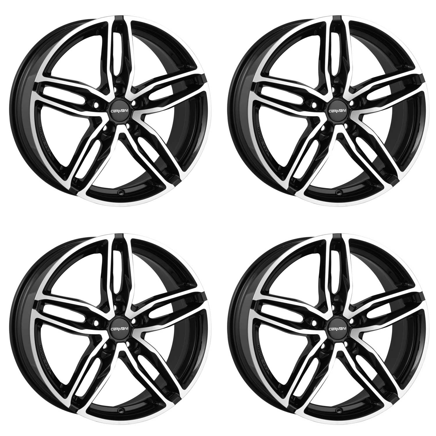 4x Carmani Felgen Alufelgen 13 Twinmax 8,0x18 ET45 5x114,3 black polish kompatibel mit Honda Accord Civic CR-V CR-Z FR-V HR-V von Carmani