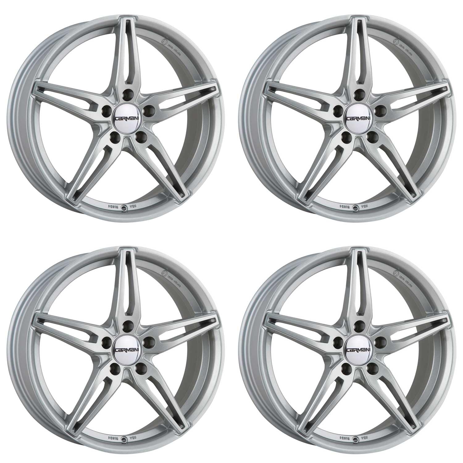 4x Carmani Felgen Alufelgen 15 Oskar 6,5x16 ET33 5x112 kristall silber kompatibel mit Audi A3 A4 Q2 von Carmani