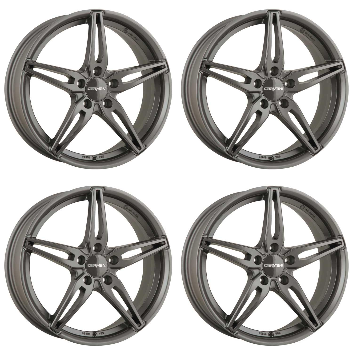 4x Carmani Felgen Alufelgen 15 Oskar 6,5x16 ET45 5x114,3 hyper gun kompatibel mit Mazda 3 323 5 6 CX-3 CX-30 MPV MX-5 Premacy Xedos 9 von Carmani