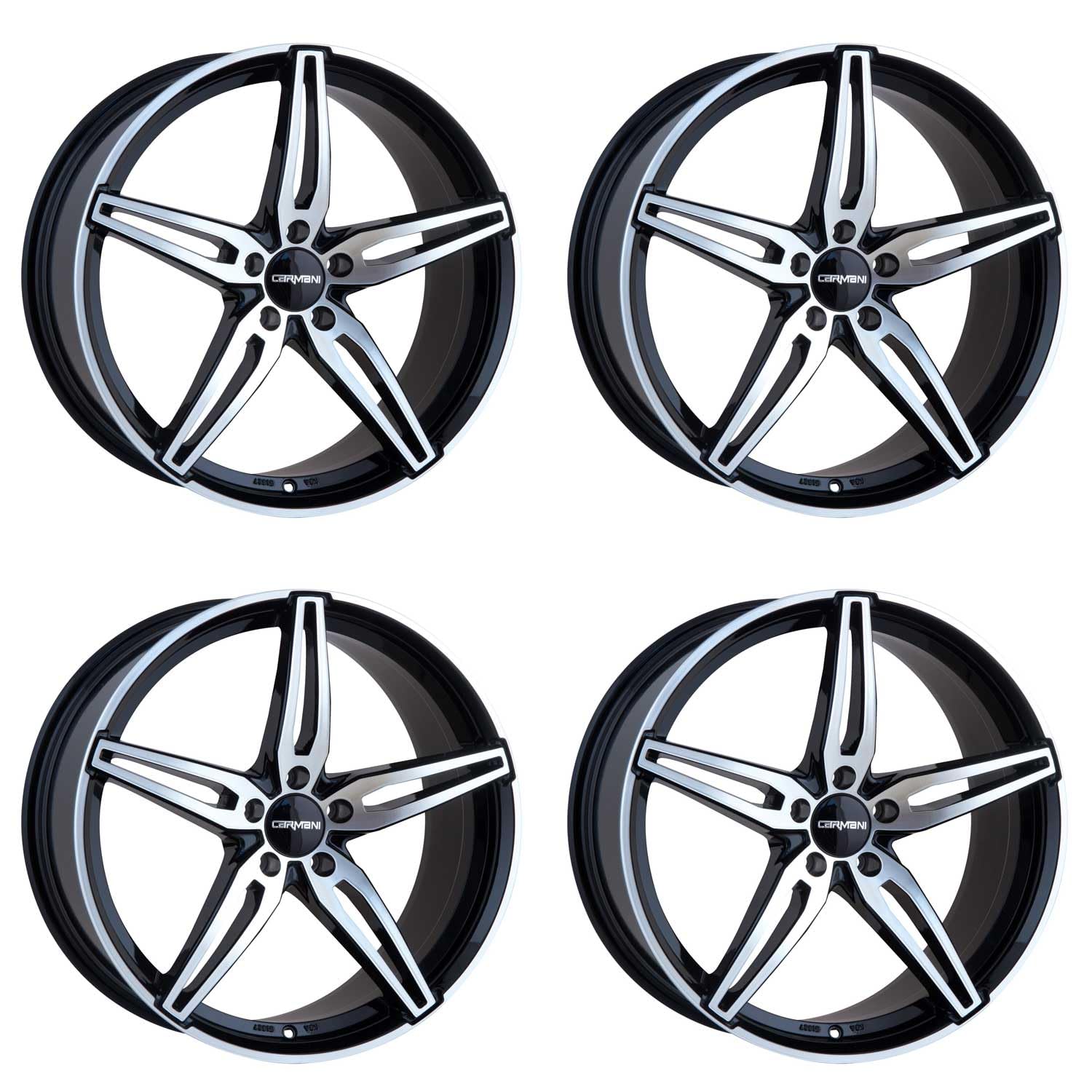 4x Carmani Felgen Alufelgen 15 Oskar 7,5x18 ET49 5x112 black polish kompatibel mit VW Golf Plus Golf V Variant Jetta Golf V Golf VI Golf VII Golf VI von Carmani