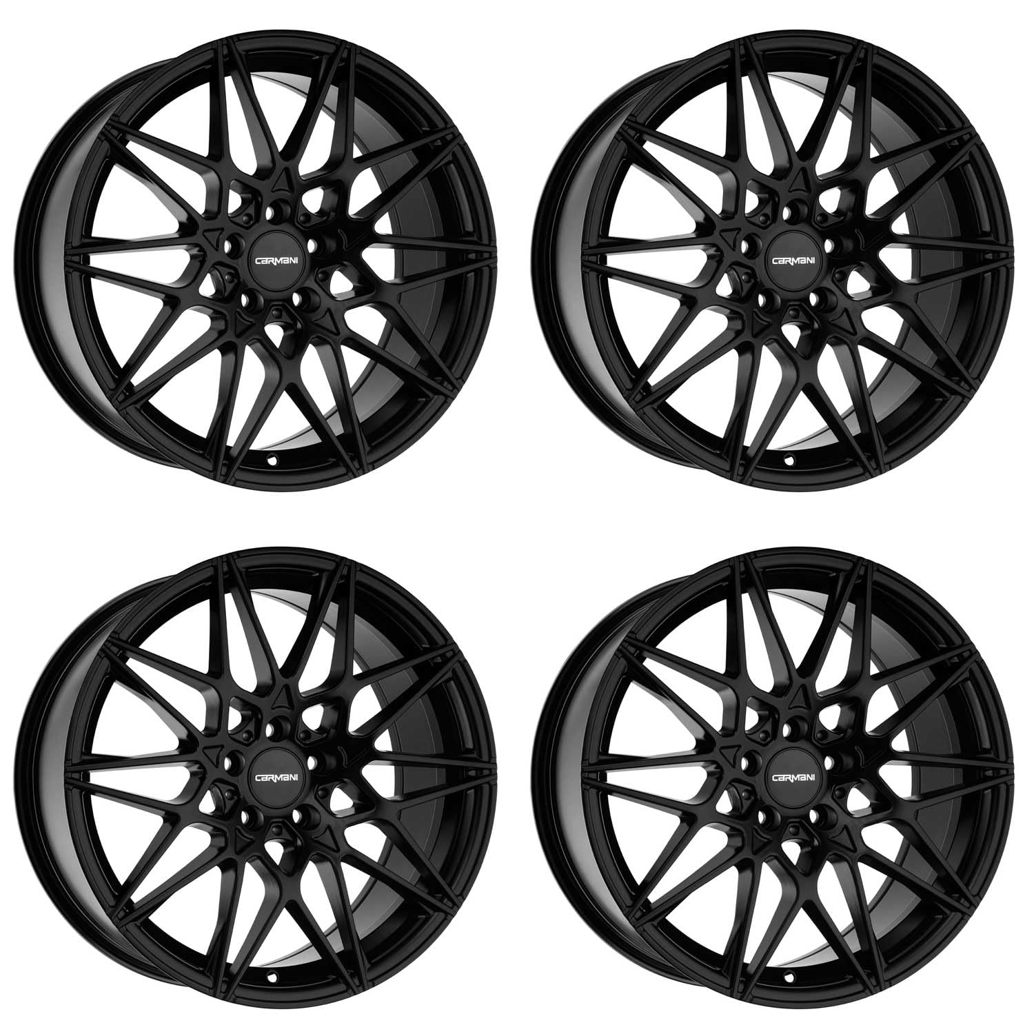 4x Carmani Felgen Alufelgen 18 Knut 8,0x19 ET45 5x112 black matt kompatibel mit Audi A3 A4 A6 A8 Q2 Q3 RS3 TT von Carmani