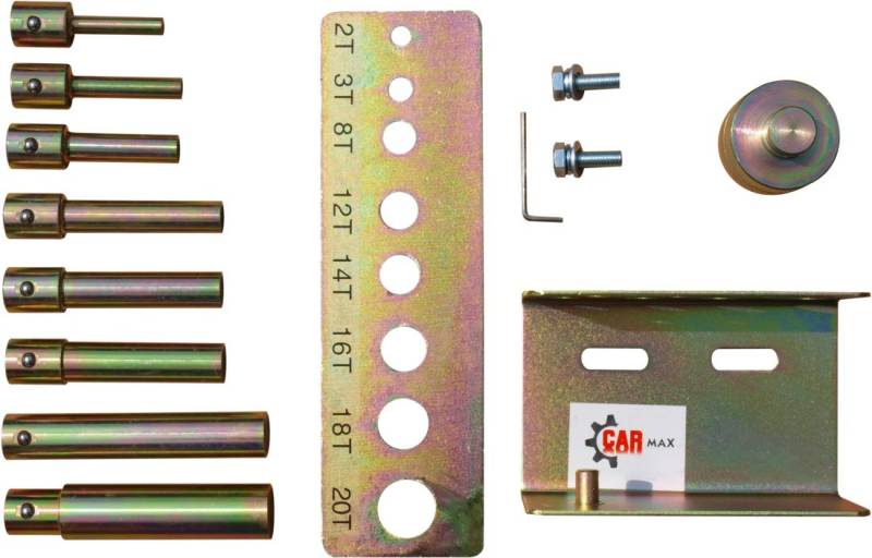 Carmax Druckdornsatz mit Lochplatte 8-teilig für Werkstattpressen 20T - Bolzen von Carmax