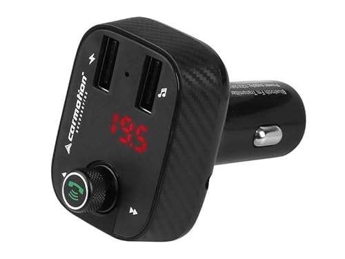 Carmotion Kabelloser FM-Transmitter mit LED-Anzeige, Freisprechfunktion, Voltmeter 8-30V und dualer USB-Lader 3.4A von Carmotion