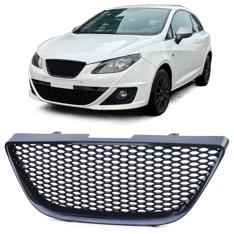 Sport Waben Kühlergrill ohne Emblem Schwarz für Seat Ibiza 6J 08-12 von Tenzo-R