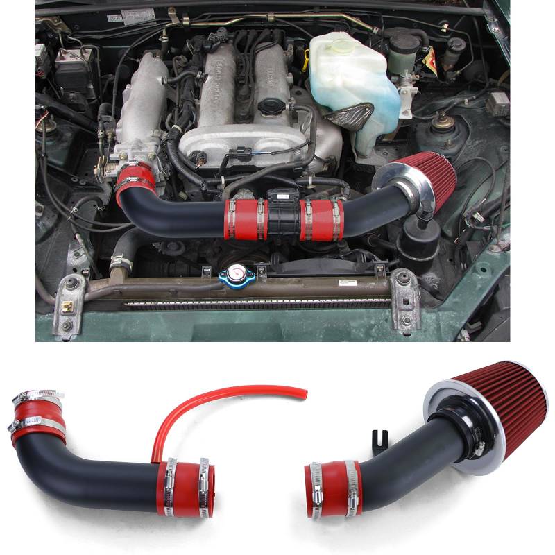 Air Intake Kit mit Sport Luftfilter Rot Schwarz für Mazda MX5 NB FL 98-05 von Carparts-Online