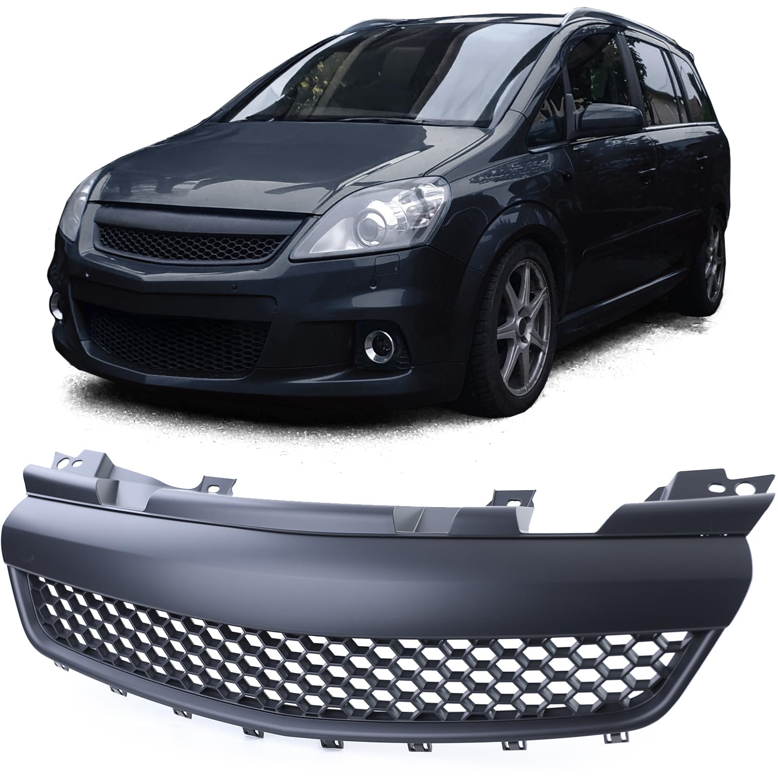 Waben Kühlergrill OPC ohne Emblem Schwarz für Opel Zafira B 05-08 von Carparts-Online