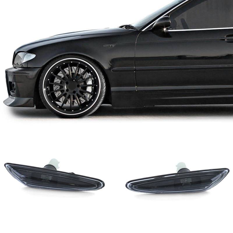 Seitenblinker Smoke Schwarz Paar für BMW 3er E46 00-05 5er E60 E61 03-10 X3 E83 von Tenzo-R