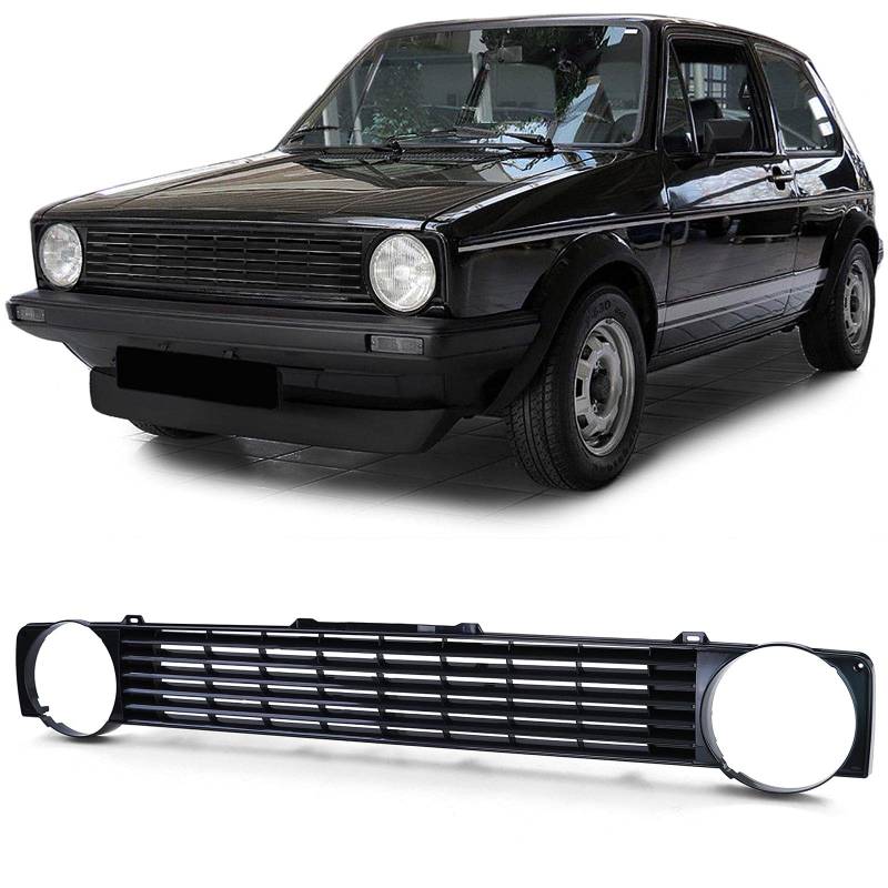 Sport Kühlergrill ohne Emblem Schwarz für VW Golf 1 + Cabrio + Caddy von Carparts-Online