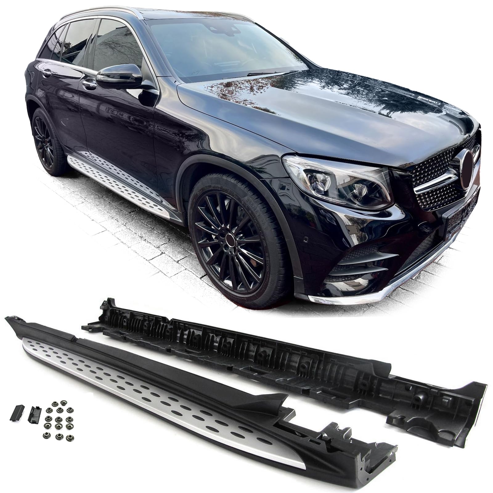 Alu Trittbretter Flankenschutz OE Style mit ABE !! für Mercedes GLC X253 15-22 von Carparts-Online