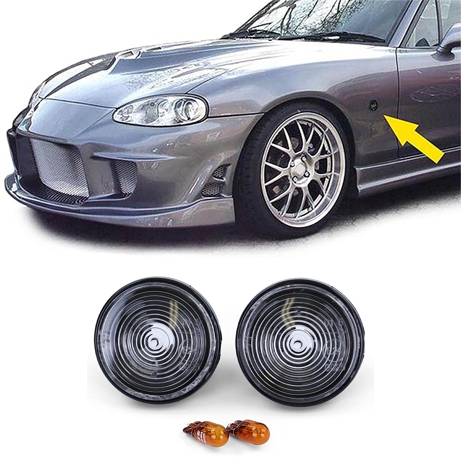 Klarglas Seitenblinker Schwarz Smoke für Mazda MX-5 NA NB NBFL 89-05 von Carparts-Online