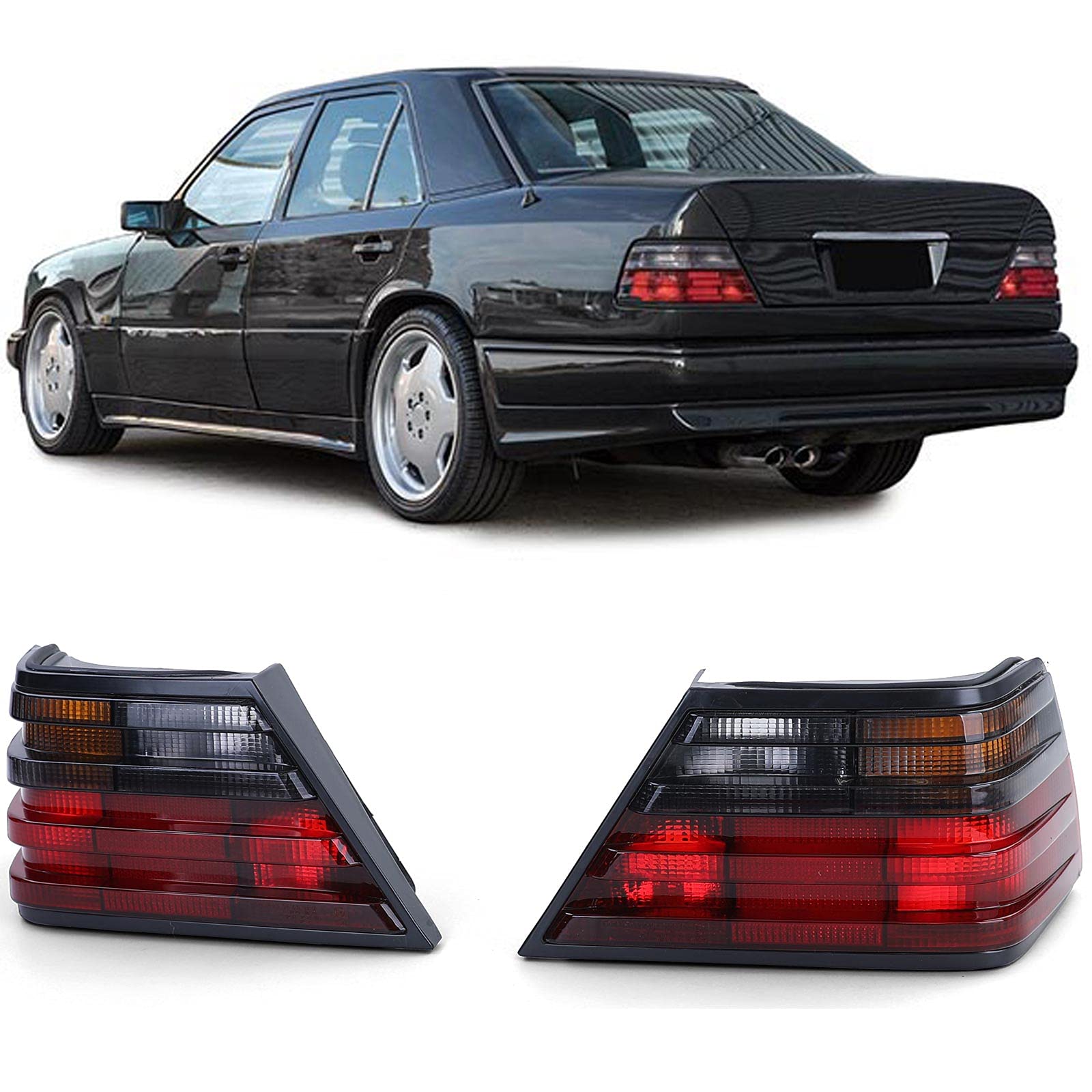 Carparts-Online Rückleuchten Rot Schwarz Paar für Mercedes W124 Limousine Coupe Cabrio 85-93 von Carparts-Online