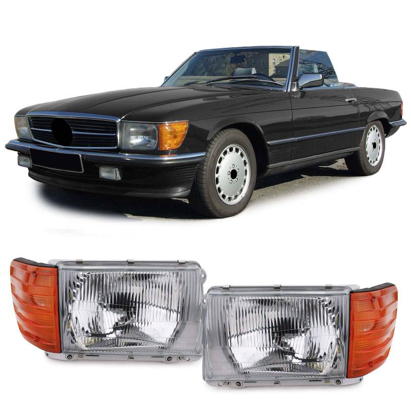 Scheinwerfer Set ohne LWR 6 polig Rechts + Links für Mercedes SL R107 SLC C107 von Carparts-Online