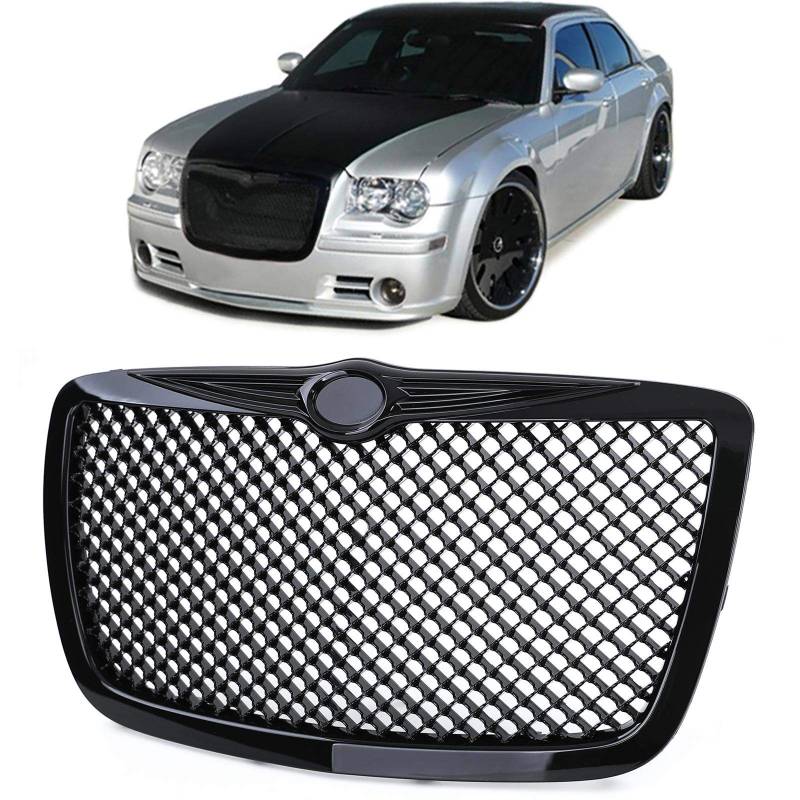 Sport Kühlergrill Wabendesign Schwarz Glanz für Chrysler 300C Limo Touring 04-11 von Carparts-Online