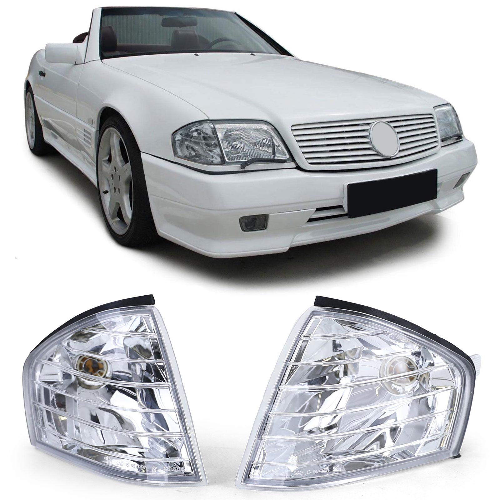 Klarglas Blinker Chrom Paar für Mercedes SL R129 89-01 von Carparts-Online