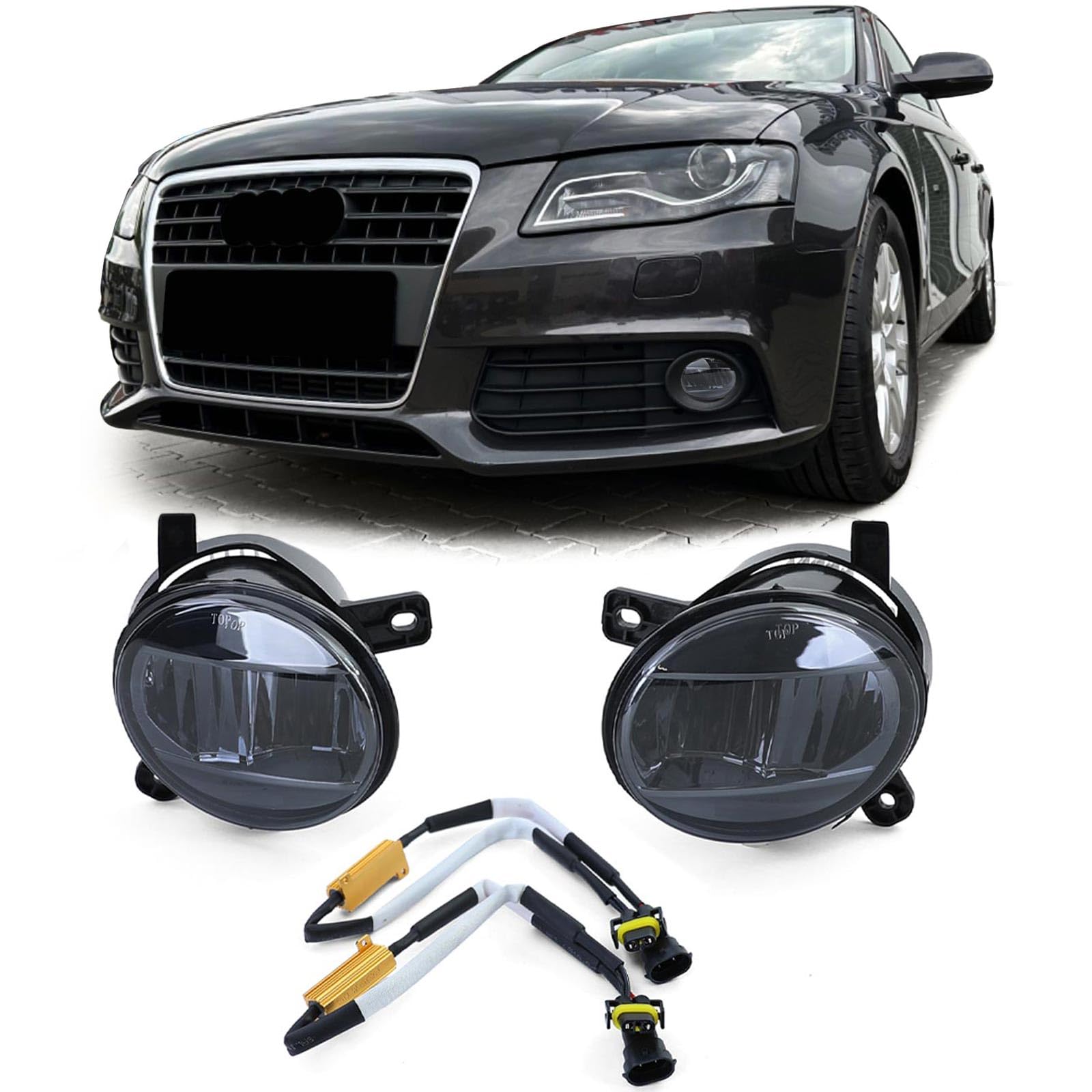 Klarglas LED Nebelscheinwerfer Schwarz Smoke für Audi A4 8K A6 4F Q5 Seat Exeo von Carparts-Online