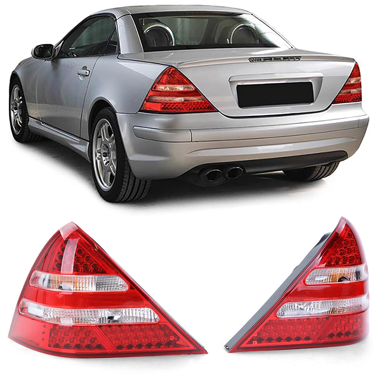 Klarglas LED Rückleuchten Rot Klar Paar für Mercedes SLK R170 96-04 von Carparts-Online