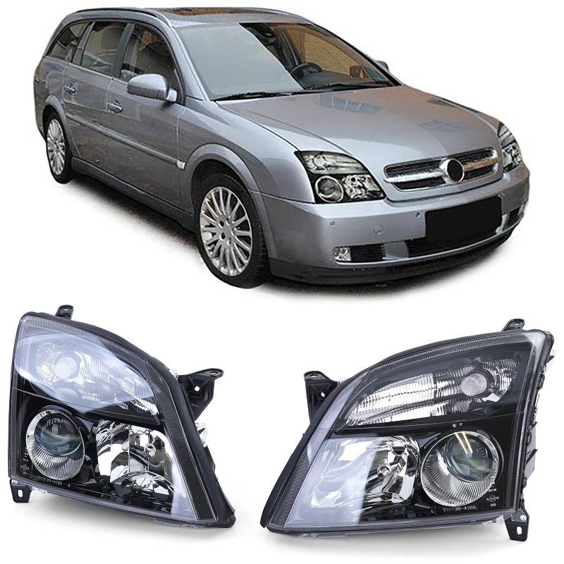 Klarglas Scheinwerfer Set Schwarz passend für Opel Vectra C + Signum 2002-2005 von Carparts-Online