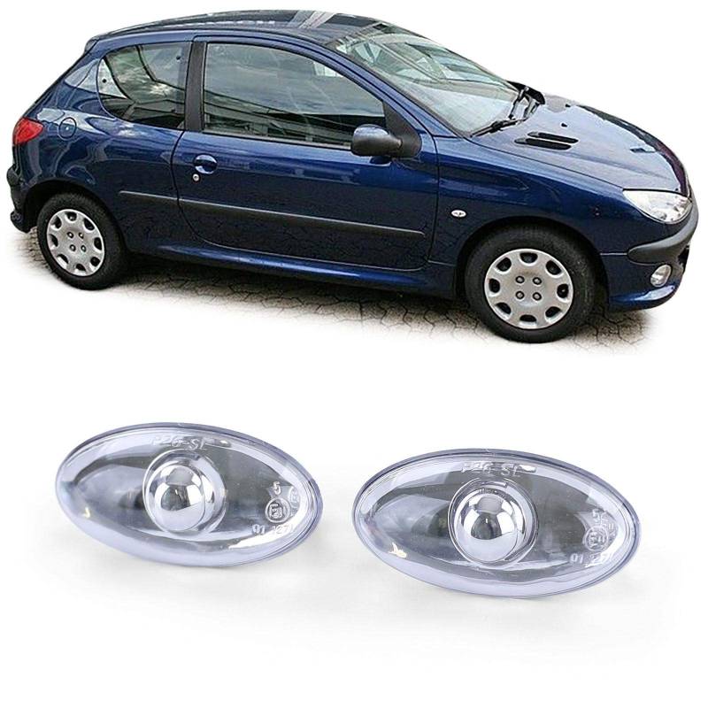 Klarglas Seitenblinker Chrom für Peugeot 107 206 SW CC 307 407 607 Toyota Aygo von Carparts-Online